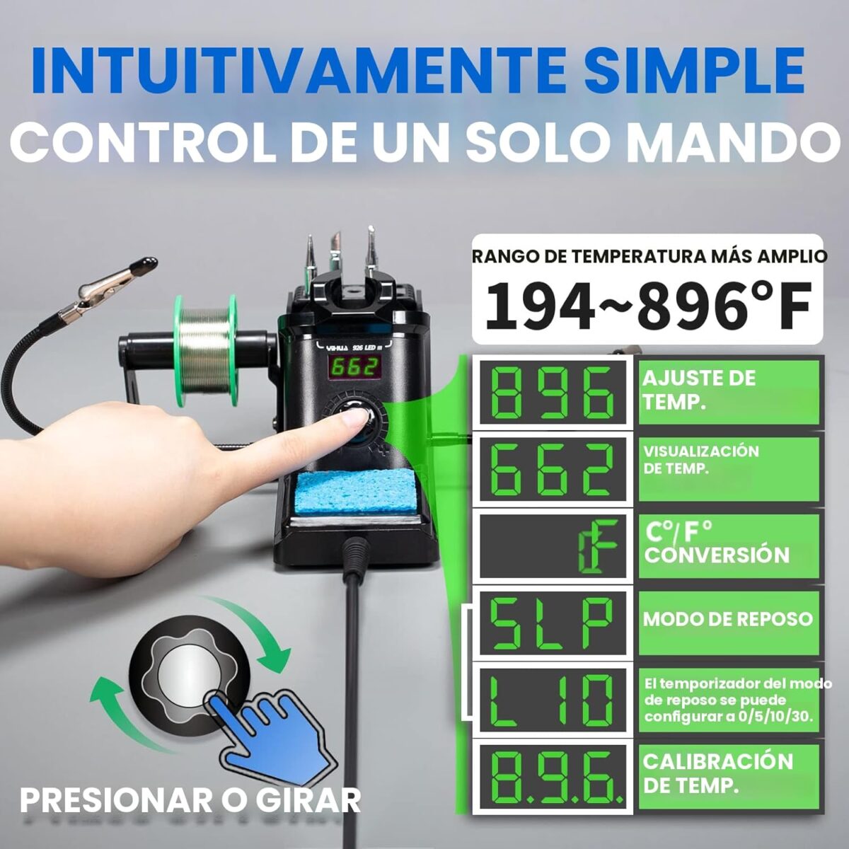 Kit de Estación de Soldadura Digital 60W con Pantalla, 6 Puntas, 2 Manos de Ayuda y Accesorios - Imagen 2