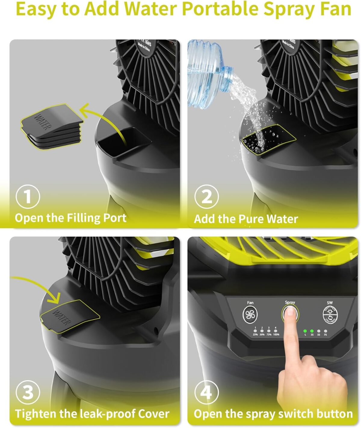 Ventilador de niebla portátil de 30000mAh con tanque de agua de 2L - Imagen 9