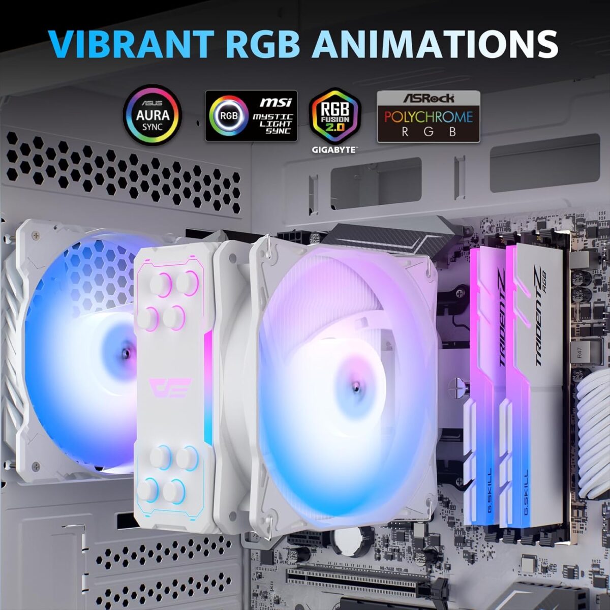 Enfriador CPU darkFlash Z4Pro Mist – 120mm, TDP 200W, 4 Heatpipes, ARGB, Compatible Intel/AMD - Imagen 4