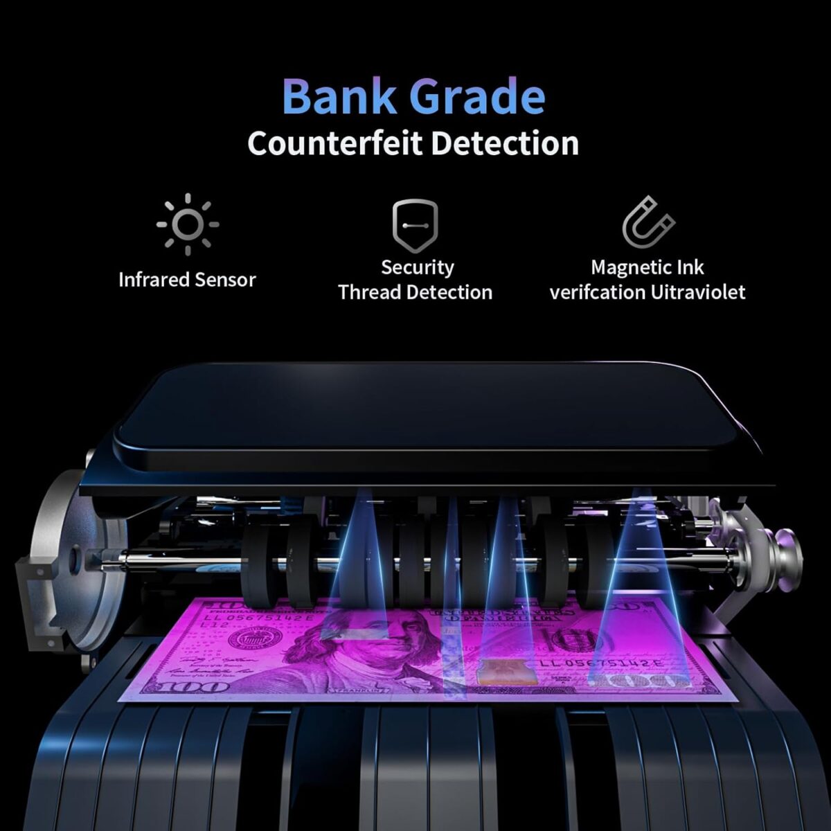 Aneken N60 – Máquina Contadora de Dinero de Denominación Mixta con Detección de Billetes Falsos y Pantalla TFT 3.5 - Imagen 5