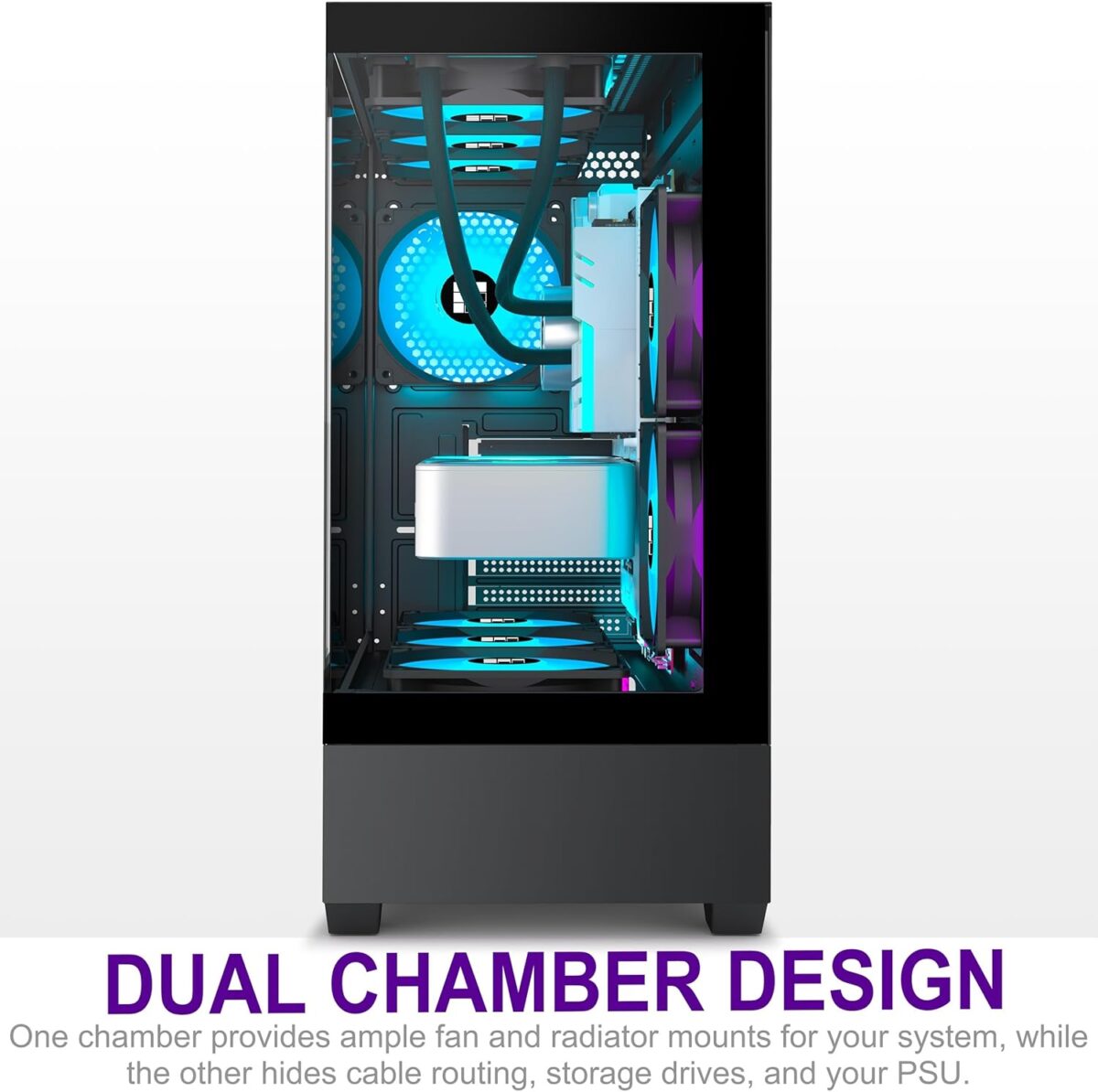 Chasis FOIFKIN ATX Media Torre – 6 Ventiladores ARGB PWM, Vidrio Templado, USB-C - Imagen 4