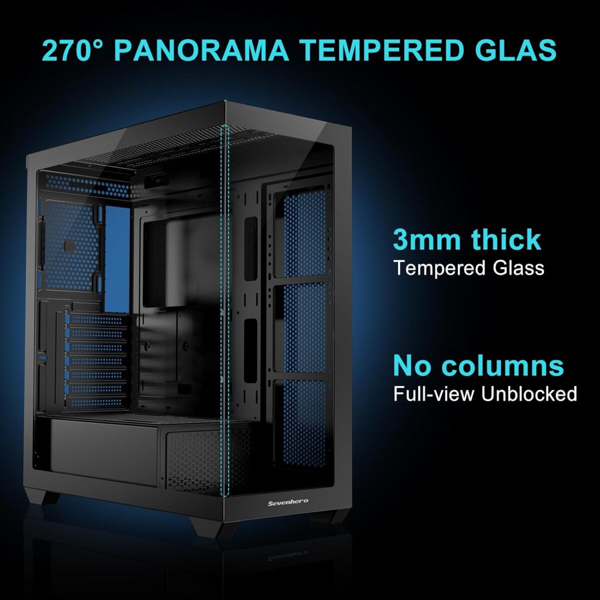 Sevenhero EL2 – Chasis Gaming ATX Torre Media | 3 Ventiladores ARGB | Vidrio Templado Panorámico - Imagen 4