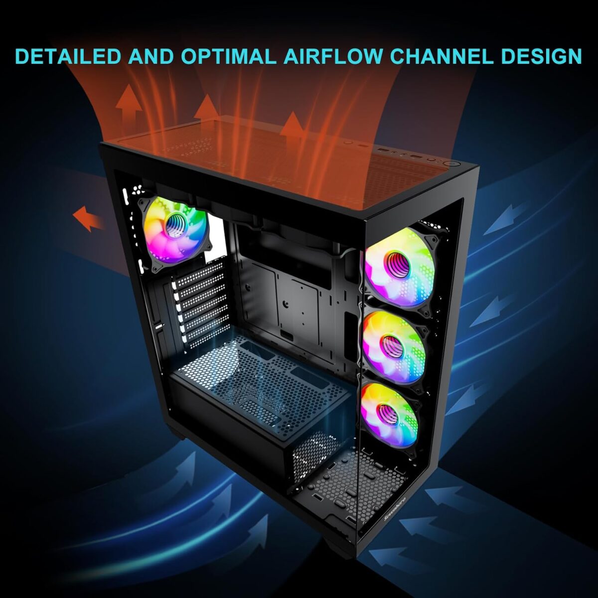Sevenhero EL2 – Chasis Gaming ATX Torre Media | 3 Ventiladores ARGB | Vidrio Templado Panorámico - Imagen 3