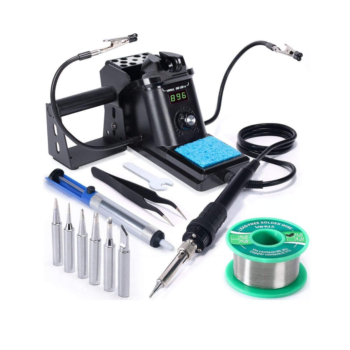 Kit de Estación de Soldadura Digital 60W con Pantalla, 6 Puntas, 2 Manos de Ayuda y Accesorios - Imagen 1