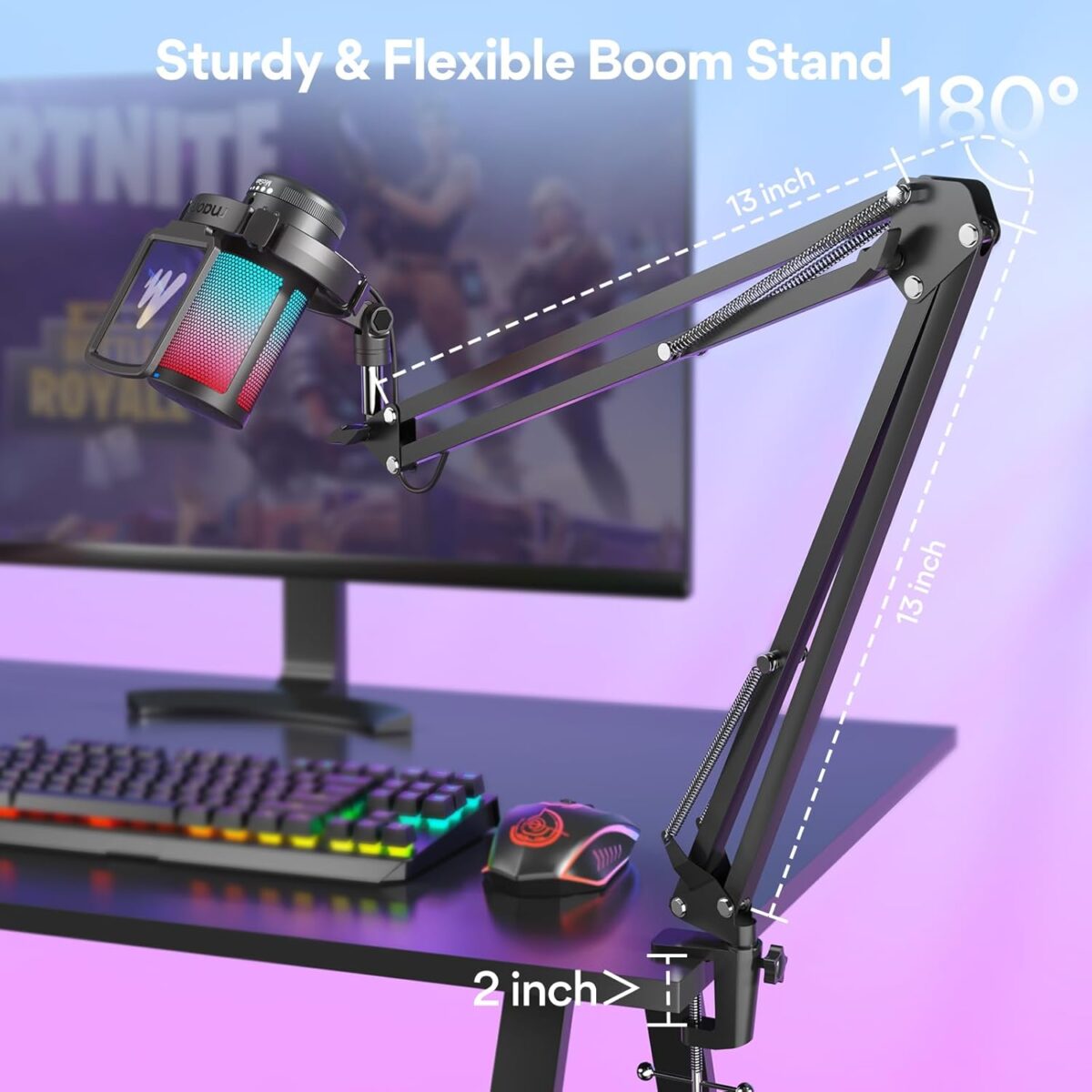 Micrófono MAONO DGM20S – USB Gaming con Cancelación de Ruido, RGB, Brazo Ajustable - Imagen 8