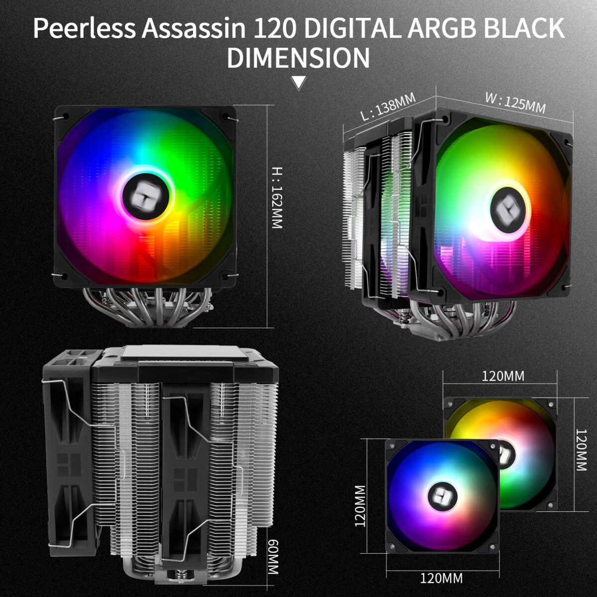 Thermalright Peerless Assassin 120 Digital ARGB – Enfriador de CPU Torre Dual con 2 Ventiladores PWM 120mm - Imagen 4