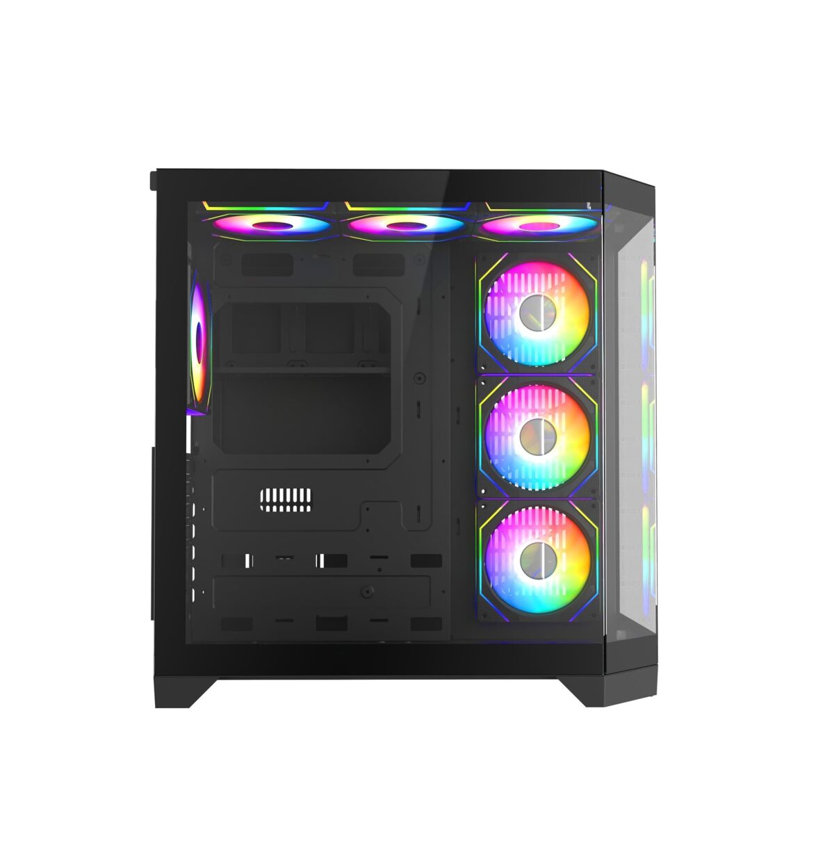 Funda ATX Gaming Iceberg Crystal Edge – Vista Panorámica 3 Lados Vidrio Templado + 7 Ventiladores ARGB - Imagen 6