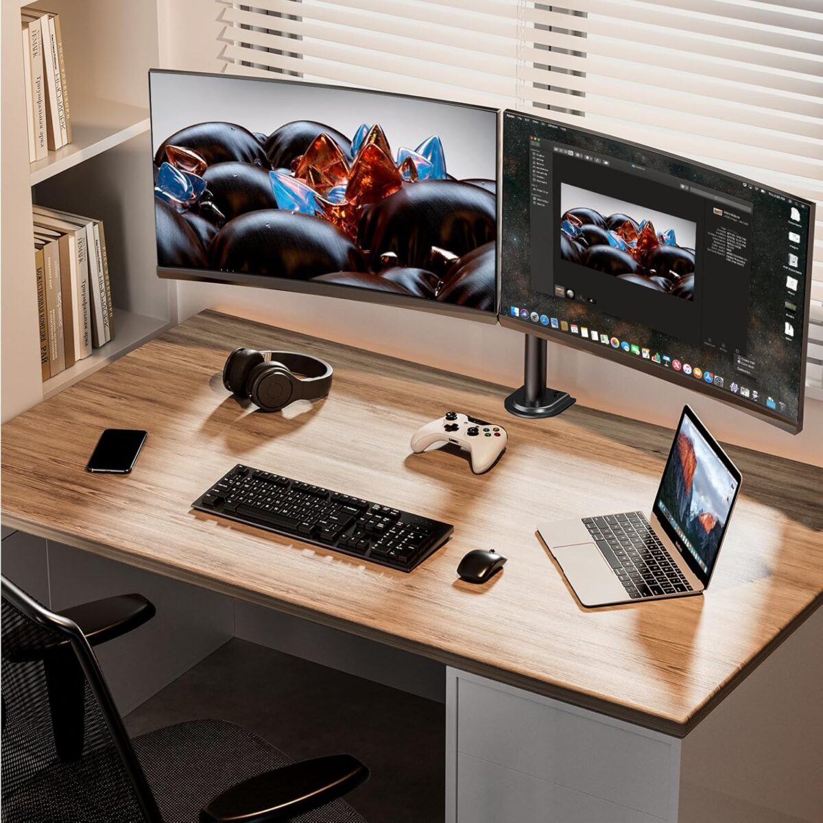 ErGear – Soporte de Escritorio para Monitor Doble | Brazo Ajustable 13”-32” | Giro, Inclinación y Rotación 360° - Imagen 2