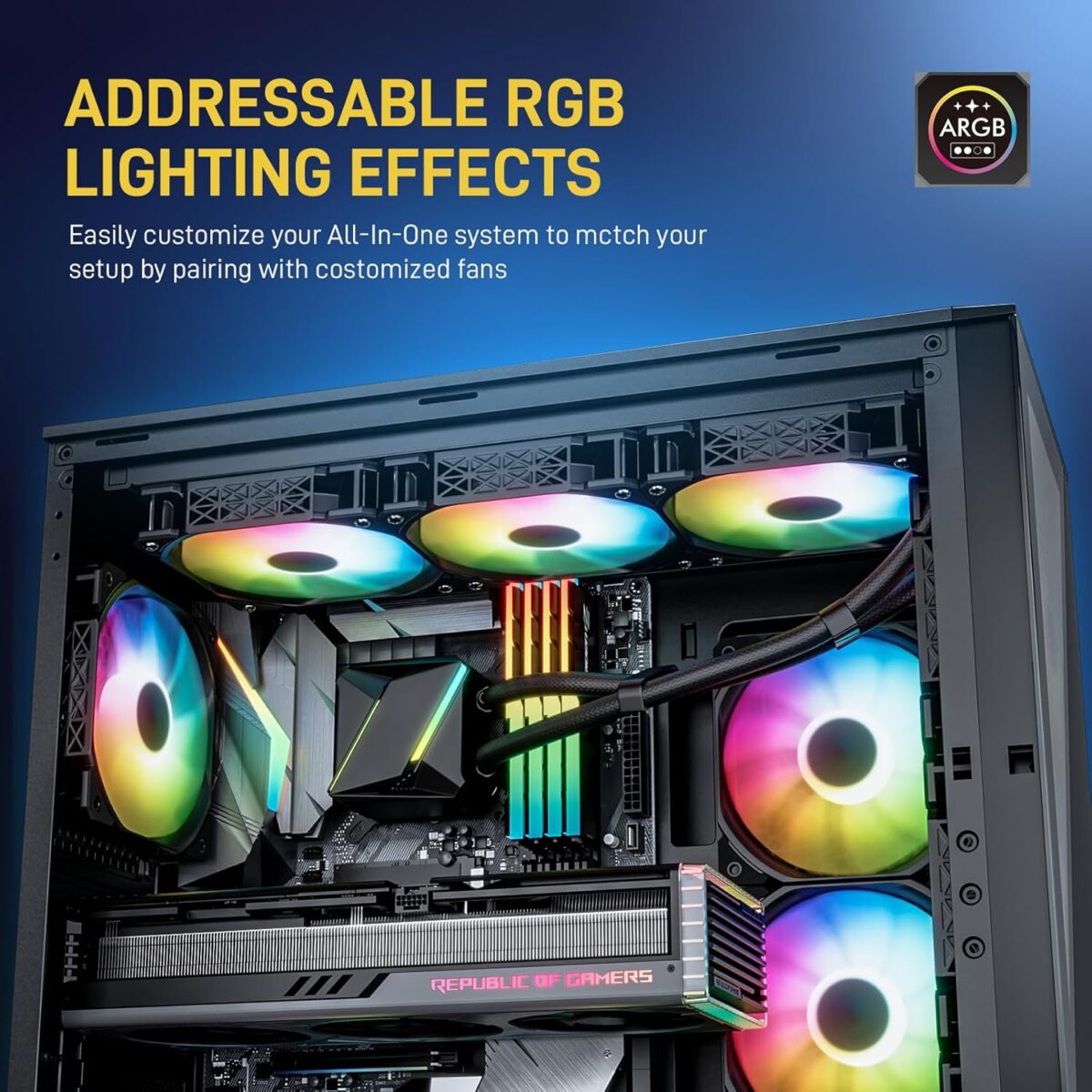 Enfriador Líquido DARKROCK D360 – AIO 360mm, Base de Cobre, ARGB, Compatible Intel/AMD - Imagen 2