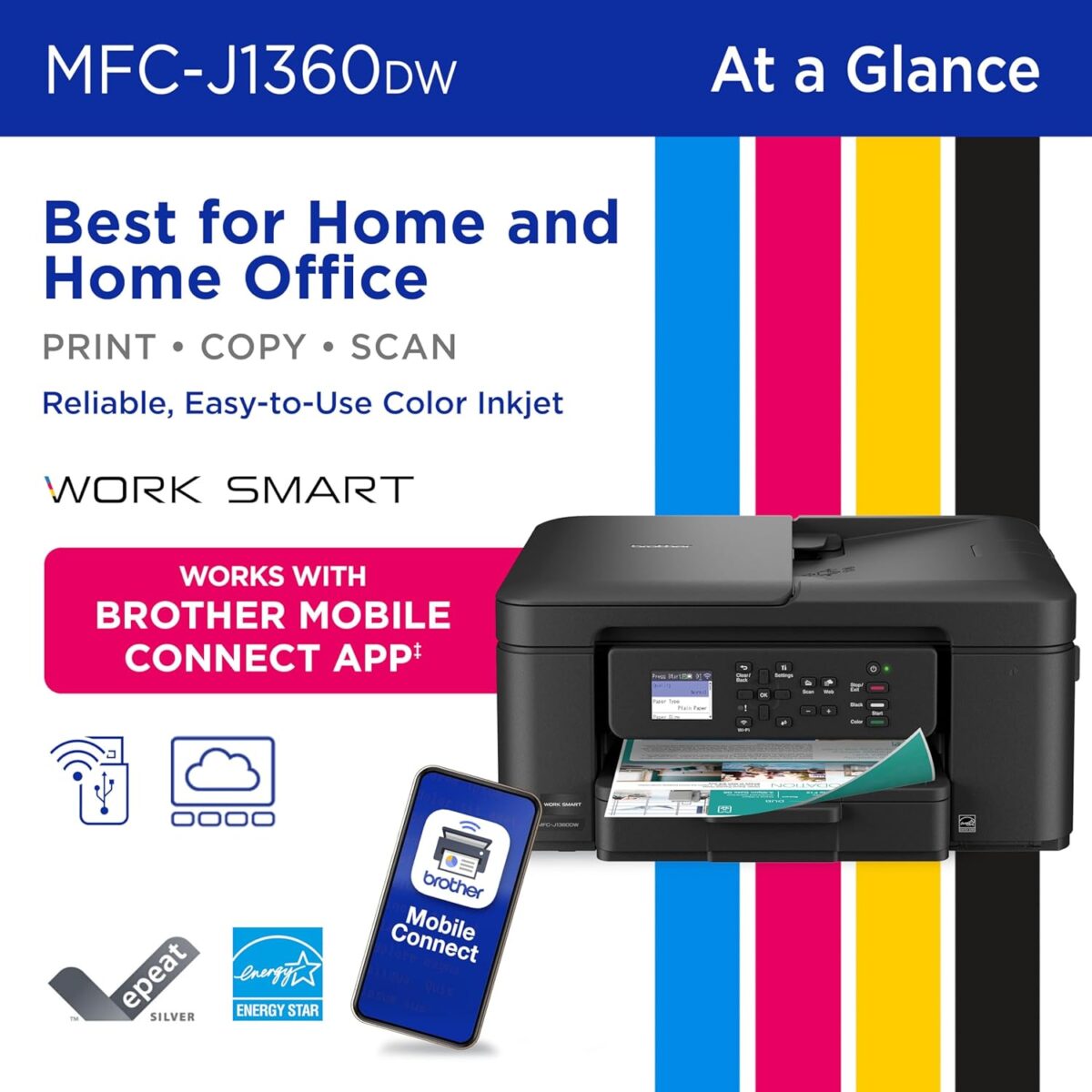 Brother Work Smart MFCJ1360DW – Impresora Multifuncional Inalámbrica de Inyección de Tinta con Dúplex Automático - Imagen 3