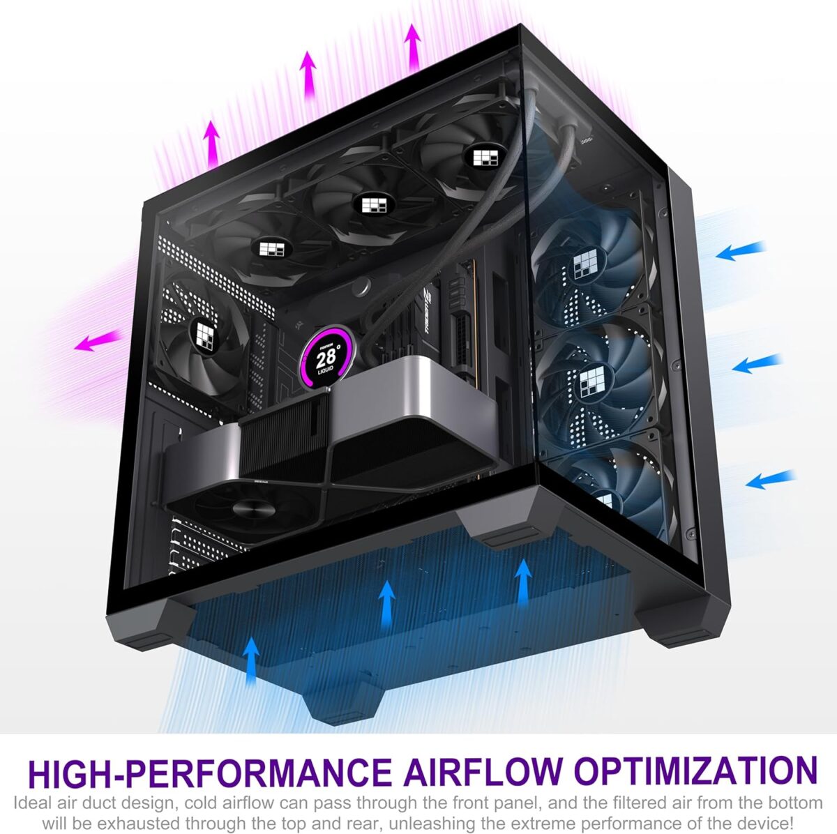 FOIFKIN F300 (2025) – Case ATX Mid-Tower Gaming, Vidrio Panorámico 270°, 4 Ventiladores - Imagen 5