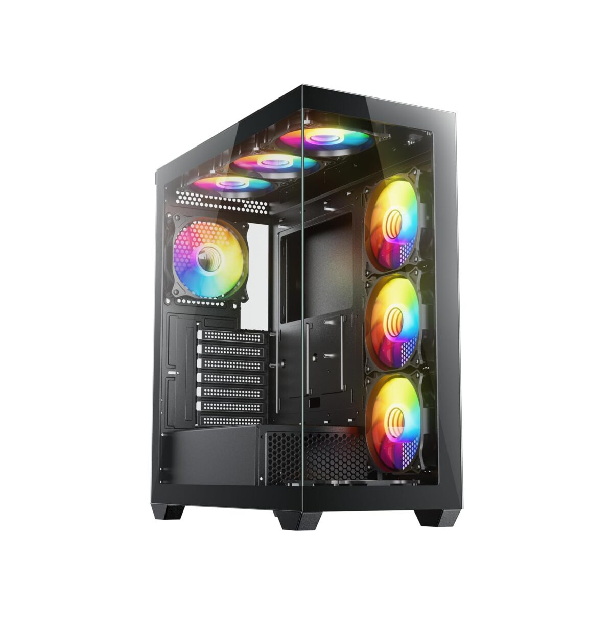 Sevenhero EL2 – Chasis Gaming ATX Torre Media | 3 Ventiladores ARGB | Vidrio Templado Panorámico - Imagen 1