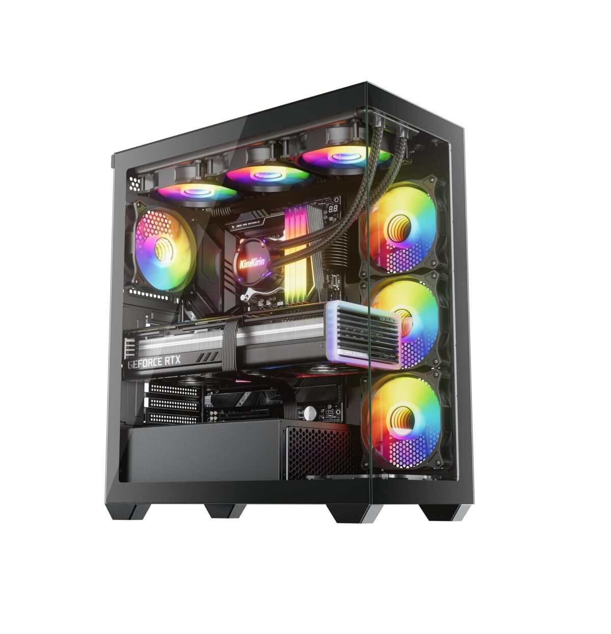Sevenhero EL2 – Chasis Gaming ATX Torre Media | 3 Ventiladores ARGB | Vidrio Templado Panorámico - Imagen 2