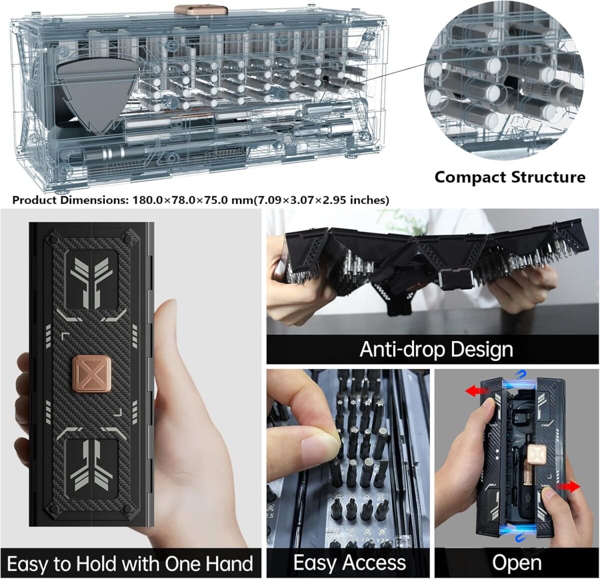 Juego de Destornilladores de Precisión JAKEMY 180 en 1 – Kit Magnético Profesional para Reparación de Electrónica - Imagen 5