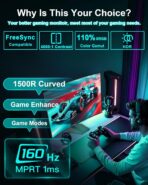SANSUI Monitor Curvo Gaming 27" FHD 1080P – 160Hz, 1ms, FreeSync, HDR, 1500R - Imagen 4