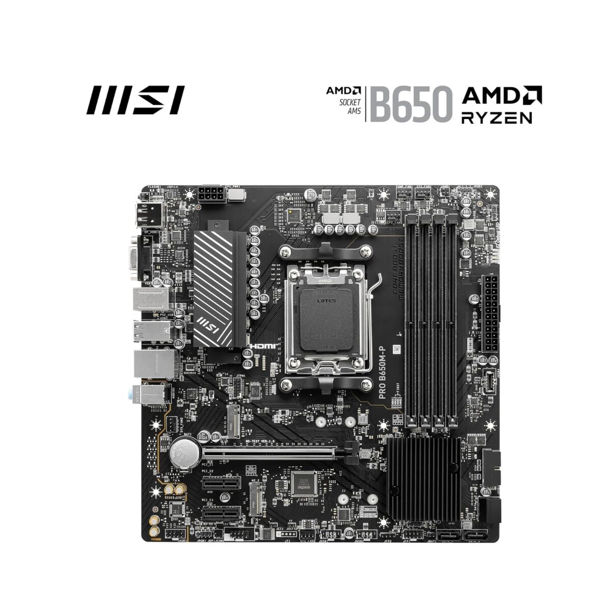 MSI PRO B650M-P V1 – Placa Base Micro-ATX AM5, DDR5, PCIe 4.0, M.2 Gen4, LAN 2.5G - Imagen 2