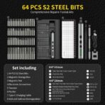 Juego de Mini Destornilladores Eléctricos Respless – 3.7V Recargable, 64 Puntas Magnéticas, LED y Estuche - Imagen 5