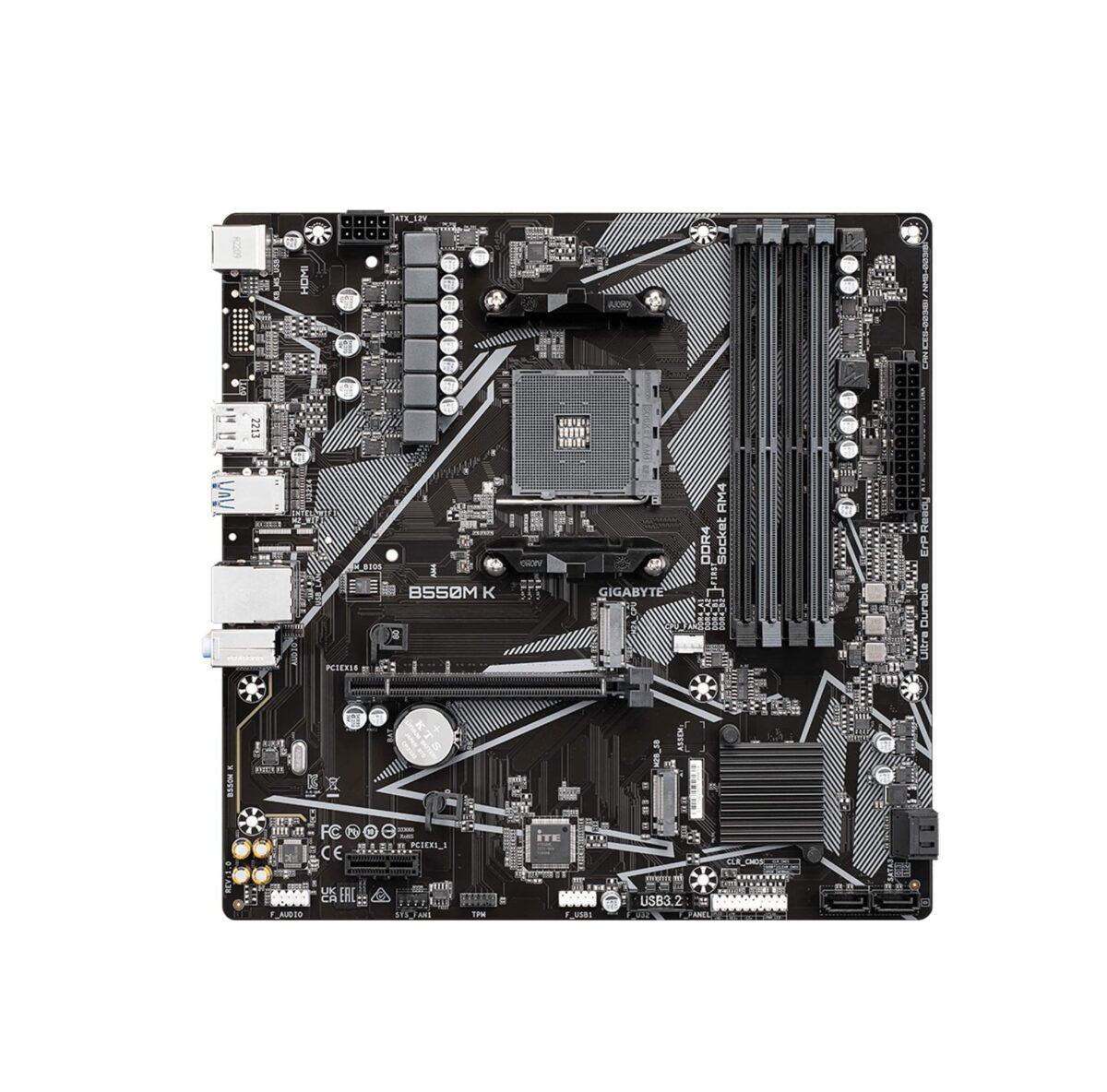 Motherboard GIGABYTE B550M K – AM4 Ryzen 3000/4000/5000, Micro-ATX, DDR4, PCIe 4.0, Dual M.2 - Imagen 2