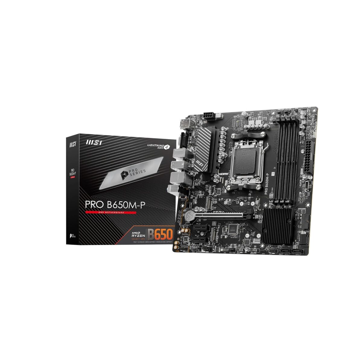 MSI PRO B650M-P V1 – Placa Base Micro-ATX AM5, DDR5, PCIe 4.0, M.2 Gen4, LAN 2.5G - Imagen 1