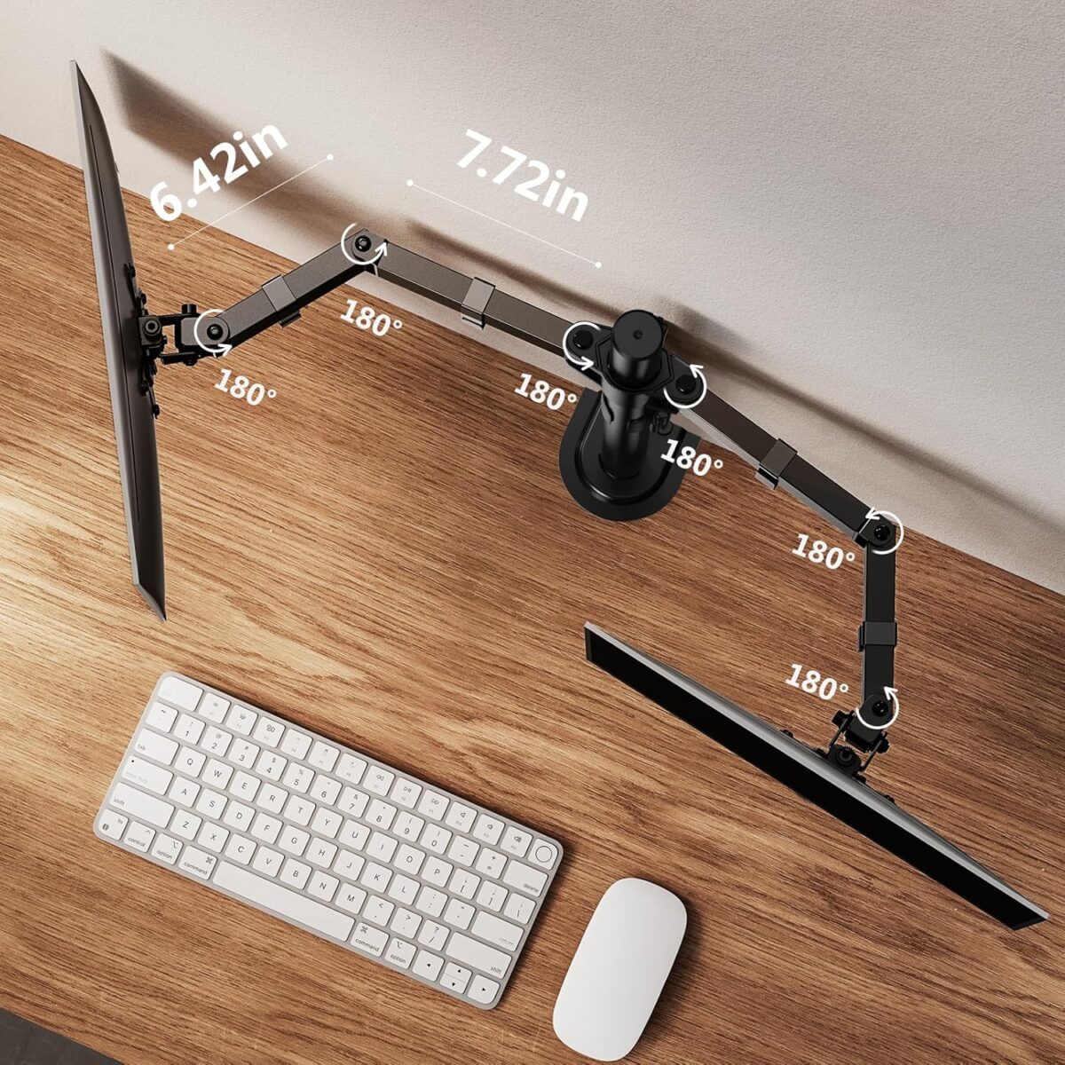 ErGear – Soporte de Escritorio para Monitor Doble | Brazo Ajustable 13”-32” | Giro, Inclinación y Rotación 360° - Imagen 4