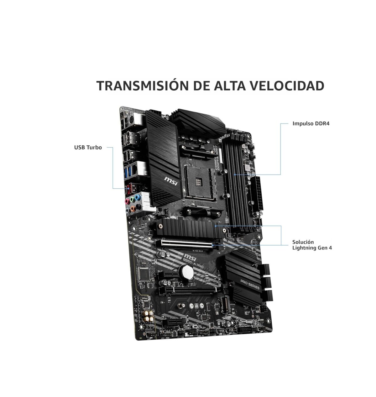 MSI B550-A PRO ProSeries – Placa Base ATX AM4, DDR4, PCIe 4.0, M.2, USB 3.2 Gen 2 - Imagen 2