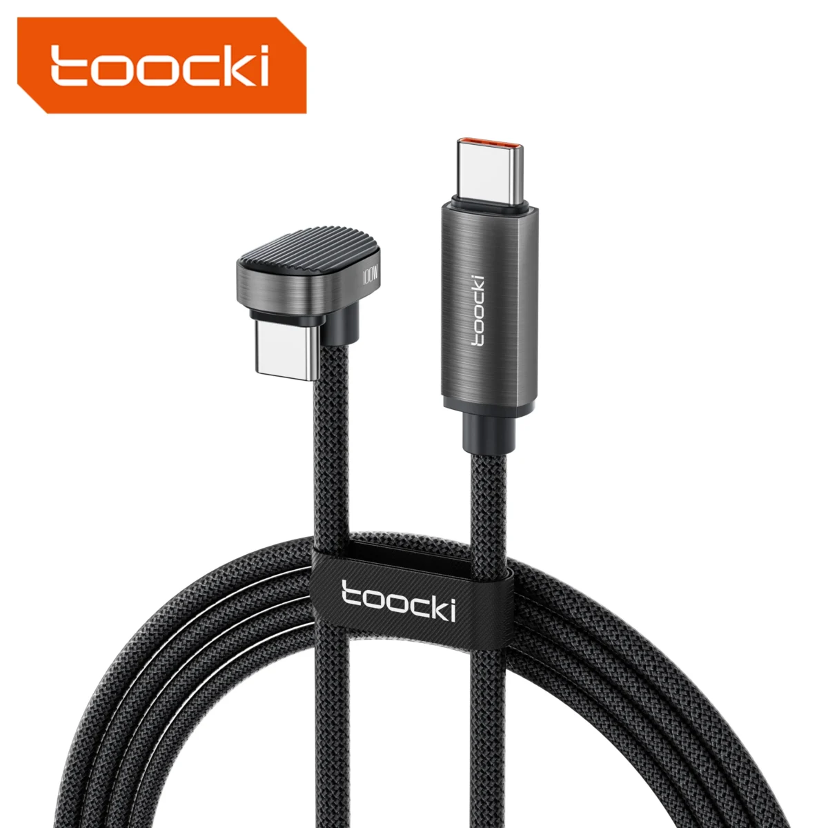 Toocki - Cable de Carga Rápida 100W Tipo-C a Tipo-C con Conector en L - Imagen 1