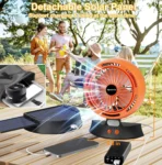 Ventilador Solar Portátil EVERIZ – Batería 10000mAh - 4 Velocidades - LED - Imagen 5