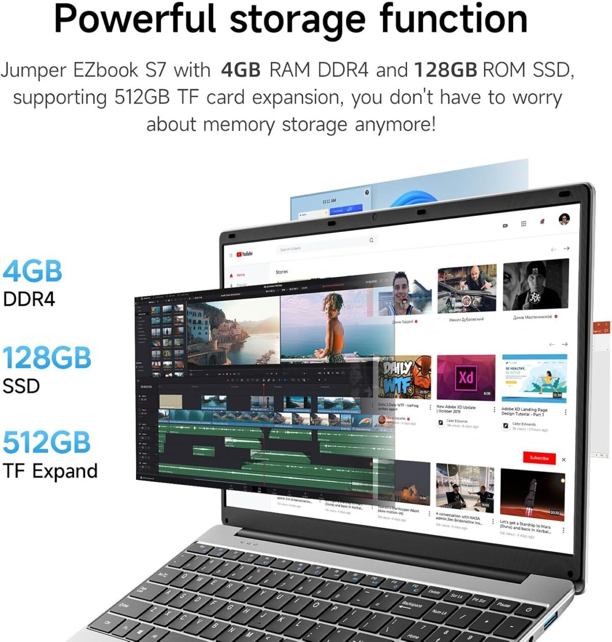 Laptop Jumper EZbook S7Hi 15.6” – 4GB RAM, 128GB SSD Expandible 1TB, Windows - Imagen 4