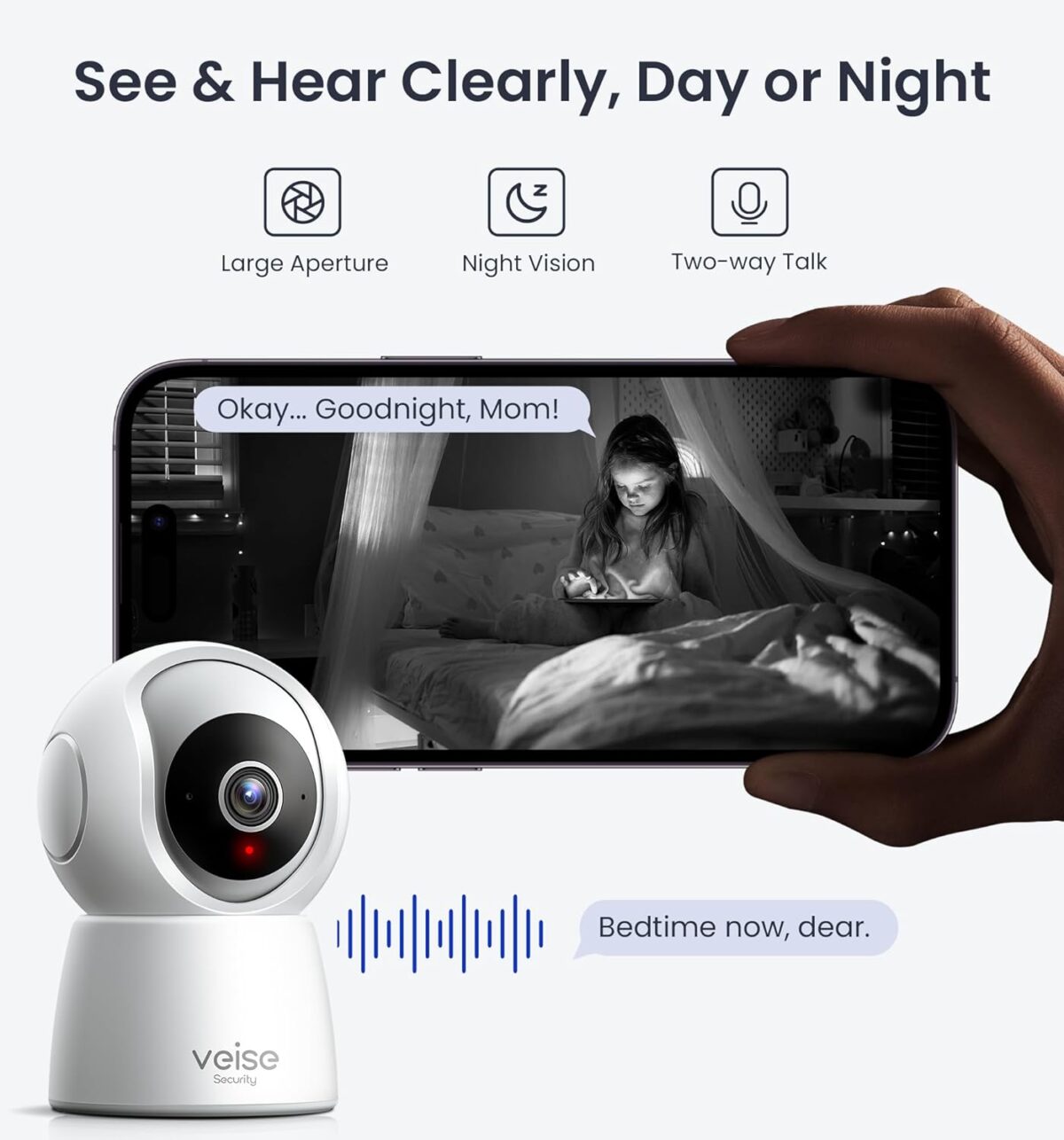 Cámara de Seguridad Veise 2K Indoor – 360° Pan/Tilt, Detección Inteligente, Audio Bidireccional - Imagen 2