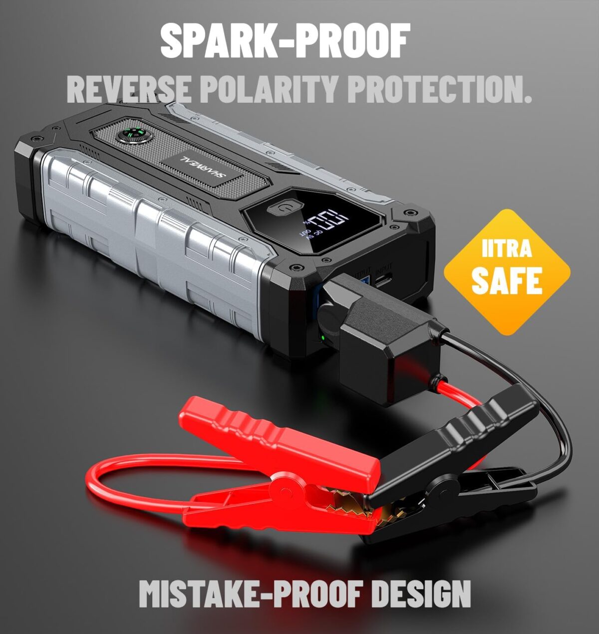 Arrancador de Batería Portátil Sharmeal 4000A – Jump Starter para Autos hasta 10.0L Gas y 8.0L - Imagen 6