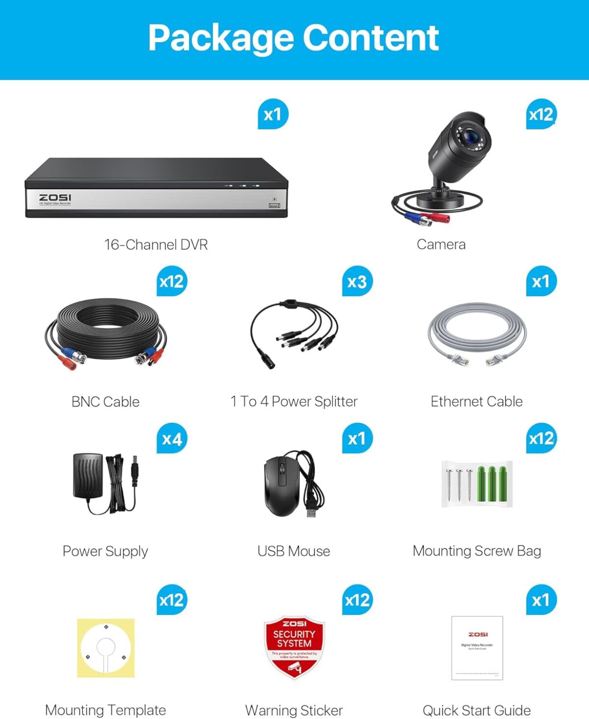 Sistema de Cámaras de Seguridad ZOSI 3K Lite 16CH – 12 Cámaras 1080P Cableadas, Detección AI Humano/Vehículo - Imagen 7