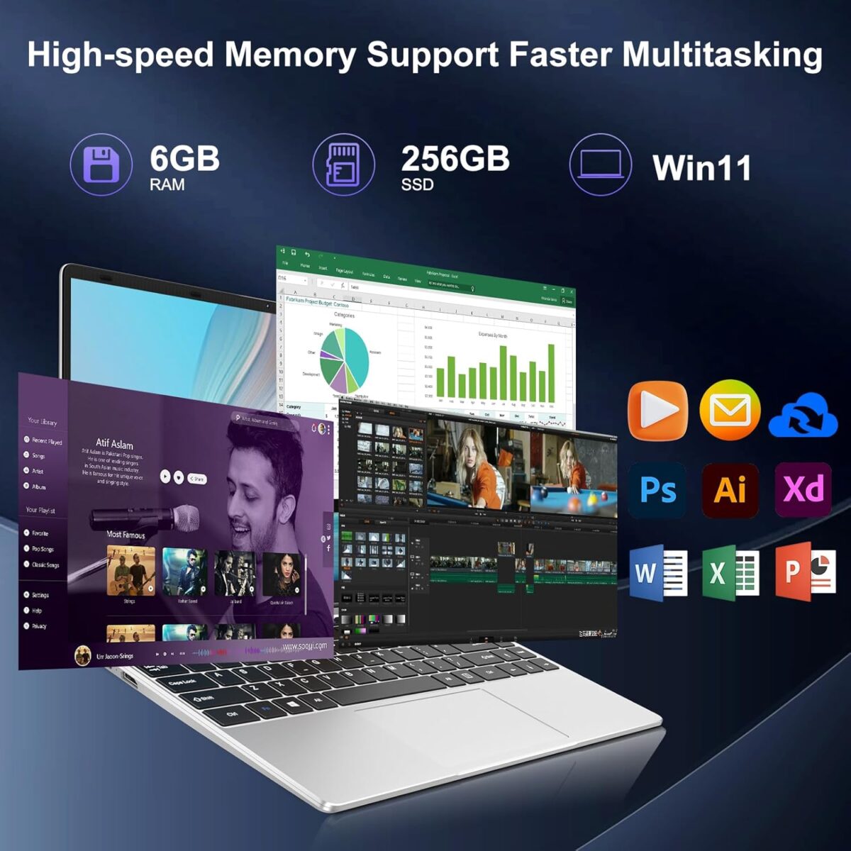 Laptop Bvate 14” FHD – Intel Celeron N4020 hasta 2.8GHz, 6GB RAM, 256GB SSD - Imagen 3