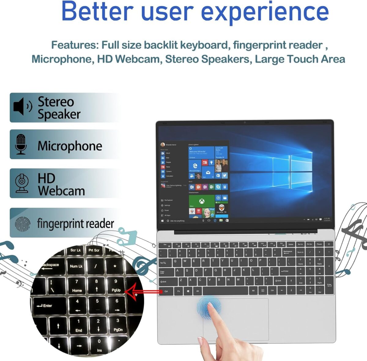 Laptop MTWZMM MTL1561 15.6” FHD – Intel Celeron N5095, 8GB RAM, 256GB SSD, Teclado Retroiluminado - Imagen 3