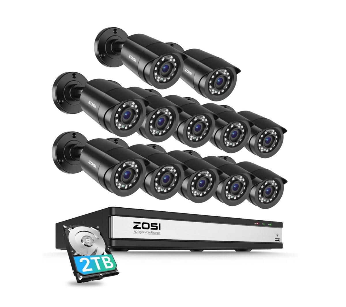 Sistema de Cámaras de Seguridad ZOSI 3K Lite 16CH – 12 Cámaras 1080P Cableadas, Detección AI Humano/Vehículo - Imagen 1
