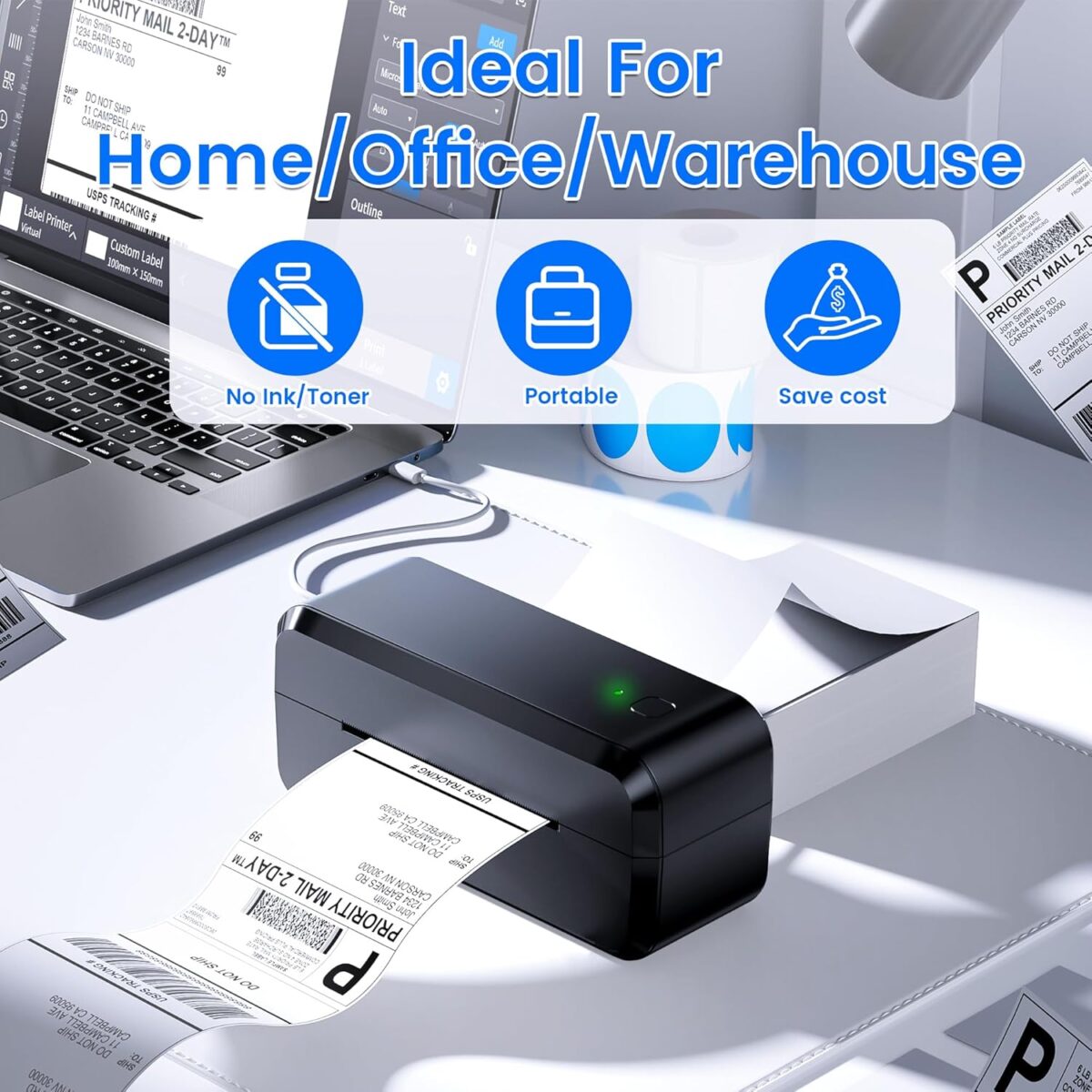 Impresora Térmica Bluetooth 4x6 NelkoGlobal – Inalámbrica para Negocios, Compatible con Android, iOS, Windows y Mac - Imagen 4