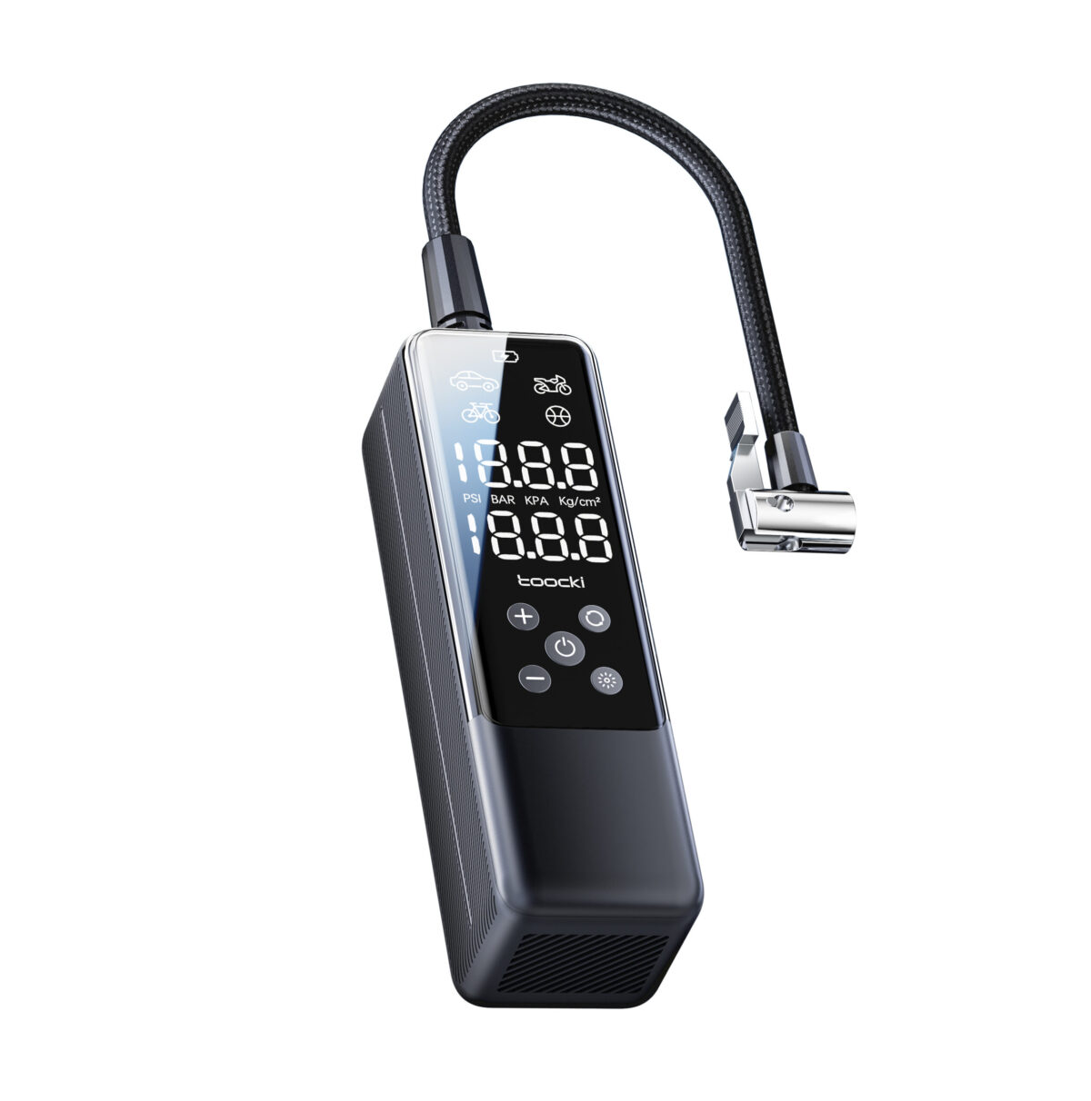 Toocki - Compresor de Aire Portátil Digital 85W para Neumáticos de Auto/Moto/Bici (Modelo TCQBA-A501) - Imagen 1