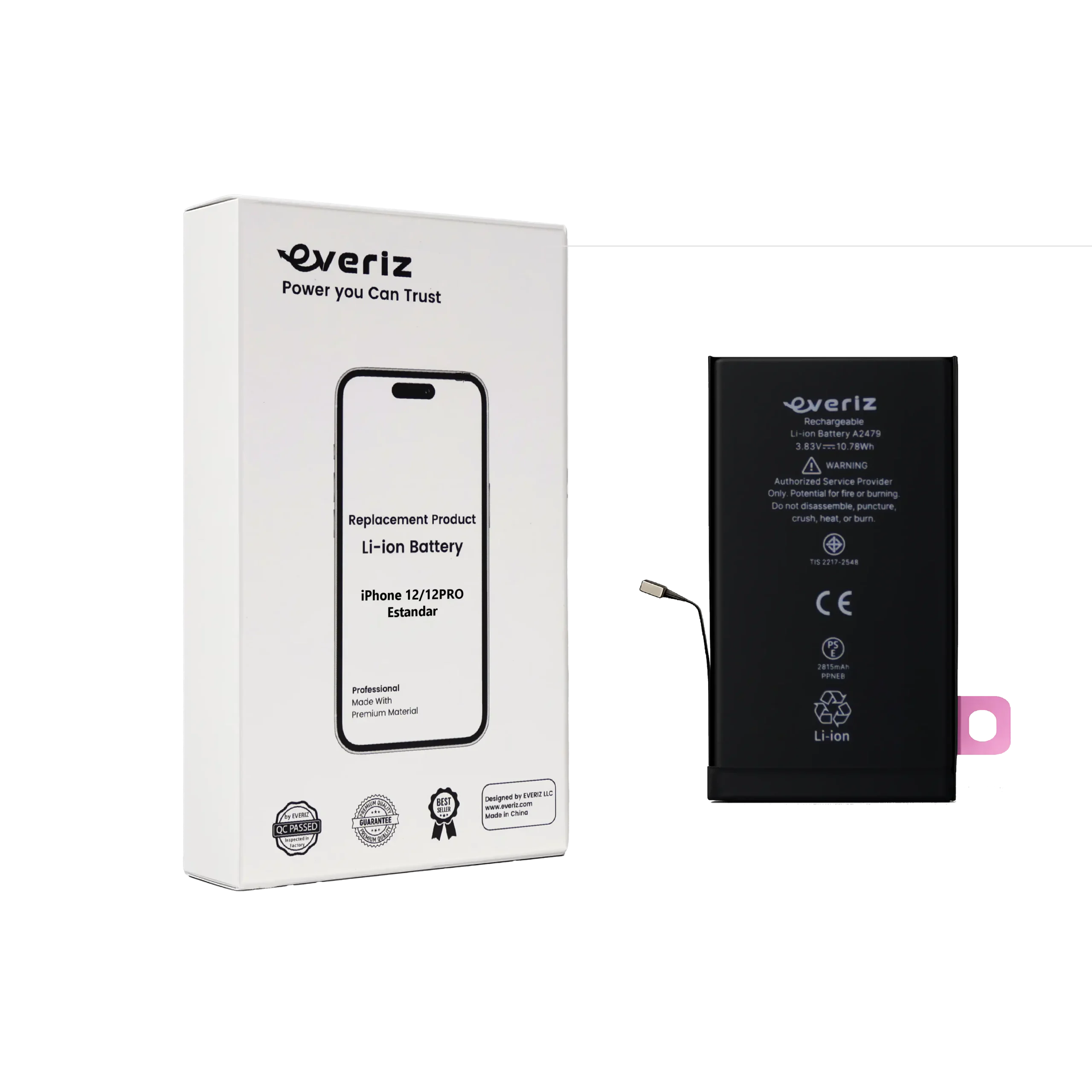 12-12 PRO S Batería iPhone 12 / 12 Pro – Estandar – EVERIZ - Imagen 1
