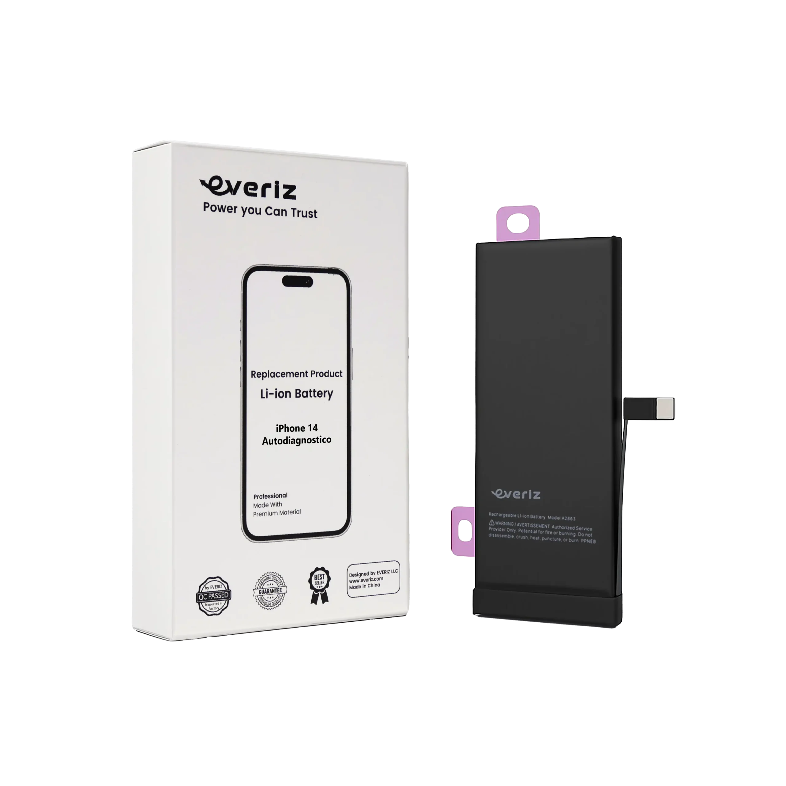 IP 14 A Batería iPhone 14 – Autodiagnosticada – EVERIZ - Imagen 1