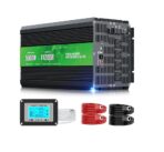 Inversor de Potencia 5600W Pico 11200W 12V DC a 110/120V AC – Pantalla LCD, Control Remoto, 4 Tomas AC, USB 3.1A + Tipo C