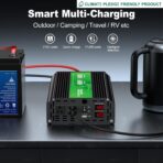 Inversor de Potencia 3000W Pico 6000W 12V DC a 110/120V AC con Pantalla LCD, Control Remoto, 2 Tomas AC y Puerto USB 2.4A - Imagen 5