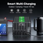 Inversor de Potencia 5600W Pico 11200W 12V DC a 110/120V AC – Pantalla LCD, Control Remoto, 4 Tomas AC, USB 3.1A + Tipo C - Imagen 4