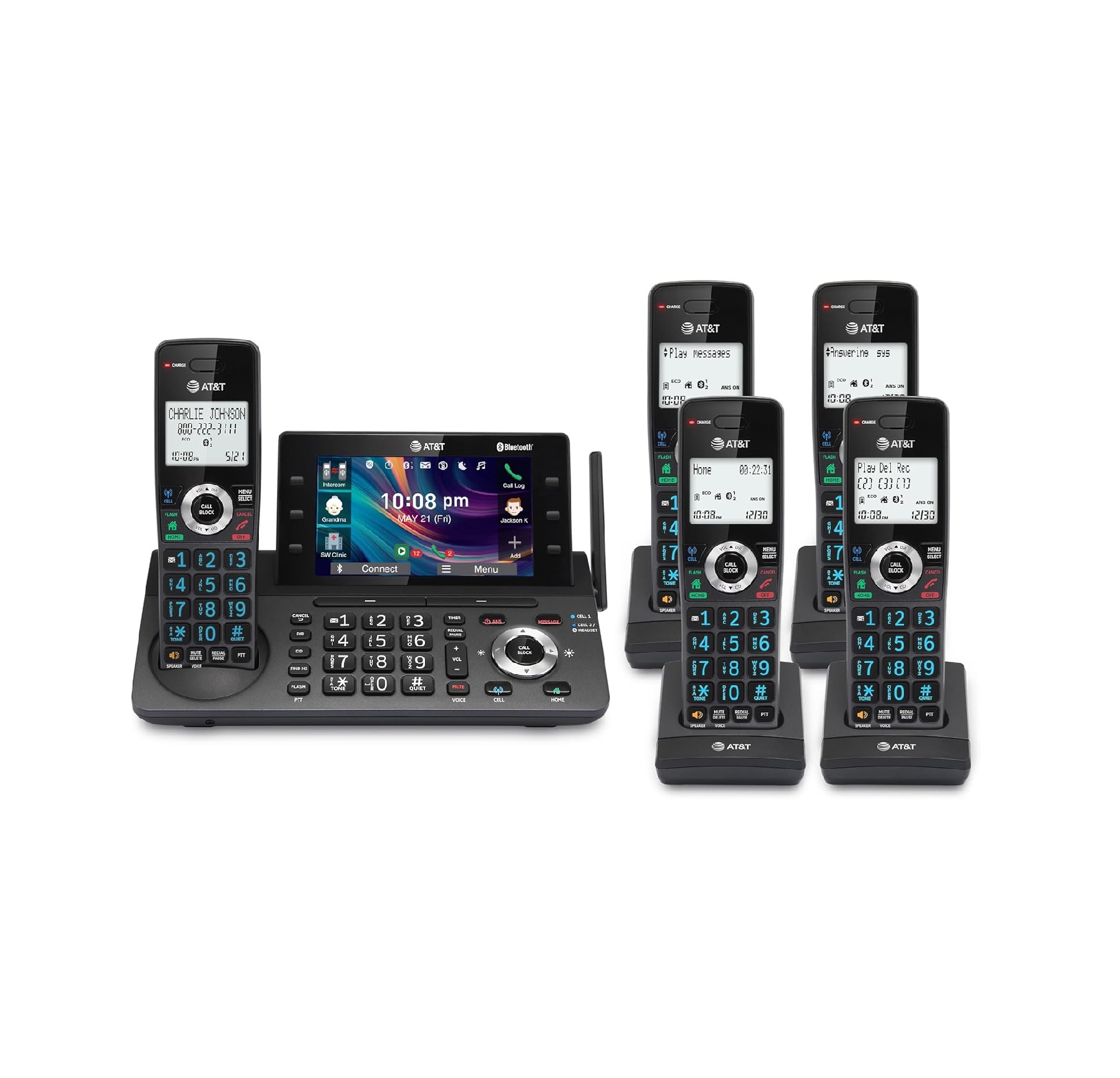 81IbjBGYUAL._AC_SL1500_ Teléfono inalámbrico AT&T DLP73590 – Sistema DECT 6.0 con 5 auriculares - Imagen 1