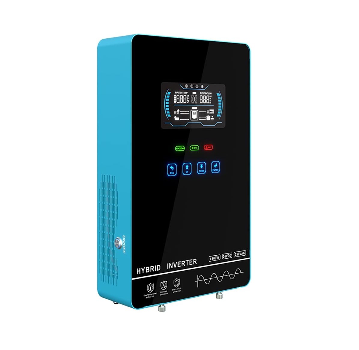 Y&H 4000W 24V to 110V Pure Sine Wave Hybrid Solar Inverter with 140A MPPT – Touchscreen and Battery-Free Operation