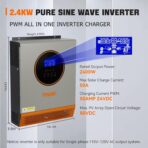 Inversor Solar Híbrido PowMr 2400W 24V a 110V/120V Onda Pura con Controlador PWM 50A – Ideal para Hogar, RV y Sistemas Off-Grid - Imagen 4