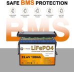 Batería LiFePO4 24V 100Ah (2560Wh) con BMS 100A – Ciclo Profundo, Compacta para Sistema Solar, RV y Uso Marino - Imagen 5