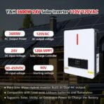 Inversor Solar Híbrido Y&H 3600W 24V a 110V/120V Onda Pura con MPPT 120A – Salida Dual y Funcionamiento Sin Batería - Imagen 7
