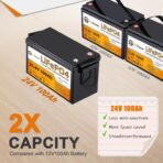 Batería LiFePO4 24V 100Ah (2560Wh) con BMS 100A – Ciclo Profundo, Compacta para Sistema Solar, RV y Uso Marino - Imagen 7