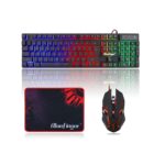 BlueFinger Combo Gamer RGB Teclado Retroiluminado + Mouse Gaming LED + Alfombrilla USB para PC y Laptop