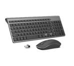 JOYACCESS Teclado y Mouse Inalámbricos 2.4G – Combo Ergonómico Delgado con Nano Receptor USB para PC, Laptop y Windows