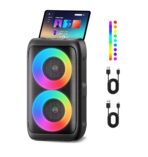 PWBSLAI Altavoz Bluetooth Portátil con 2 Micrófonos Inalámbricos – Altavoz de Fiesta con Luces LED